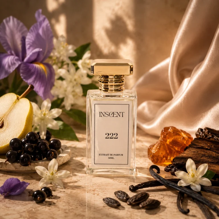 Parfum femme Inscent 222 – extrait de parfum raffiné aux accords de cassis, vanille et fleurs blanches, senteur intense et sophistiquée 50 ml.