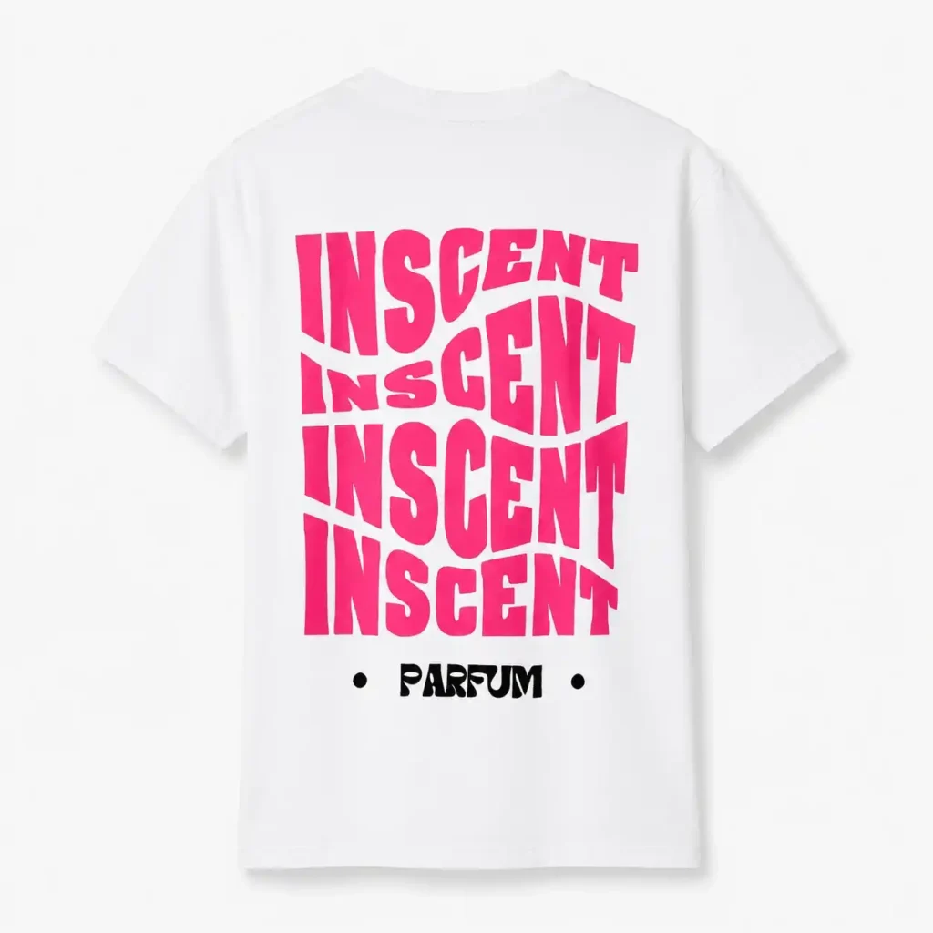 T-shirts en coton personnalisés avec la marque INSCENT, couleur rose