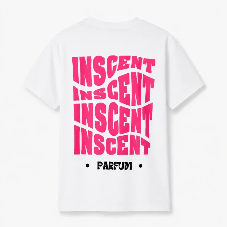 T-shirts en coton personnalisés avec la marque INSCENT, couleur rose