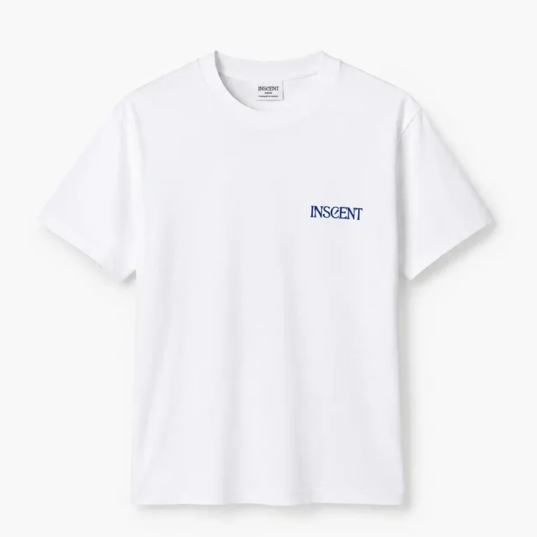 T-shirts en coton personnalisés avec la marque INSCENT, couleur bleu