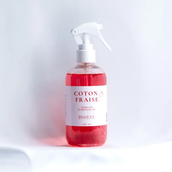 Spray parfum d’intérieur Inscent Coton Fraise, diffuseur d’ambiance 250 ml au parfum doux et gourmand