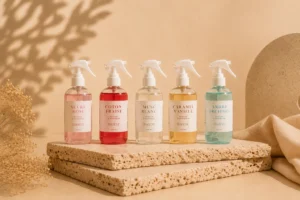 Gamme de parfums d'intérieur INSCENT 250ml : Sucre Rose, Coton Fraise, Musc Blanc, Caramel Vanille et Ambre Orchidée